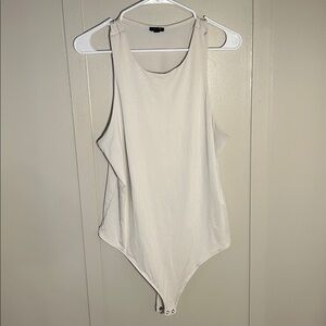 Express Satin Feel Bodysuit (used, Off White Discoloration)